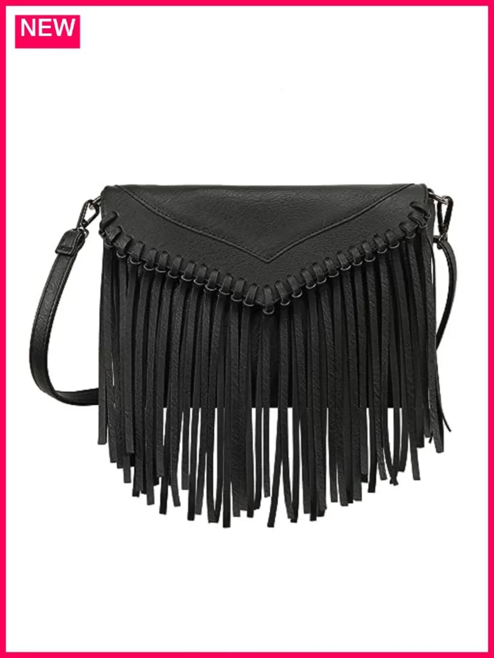 PU Leather Hobo Fringe Crossbody Tassel Purse Vintage Flap Bag